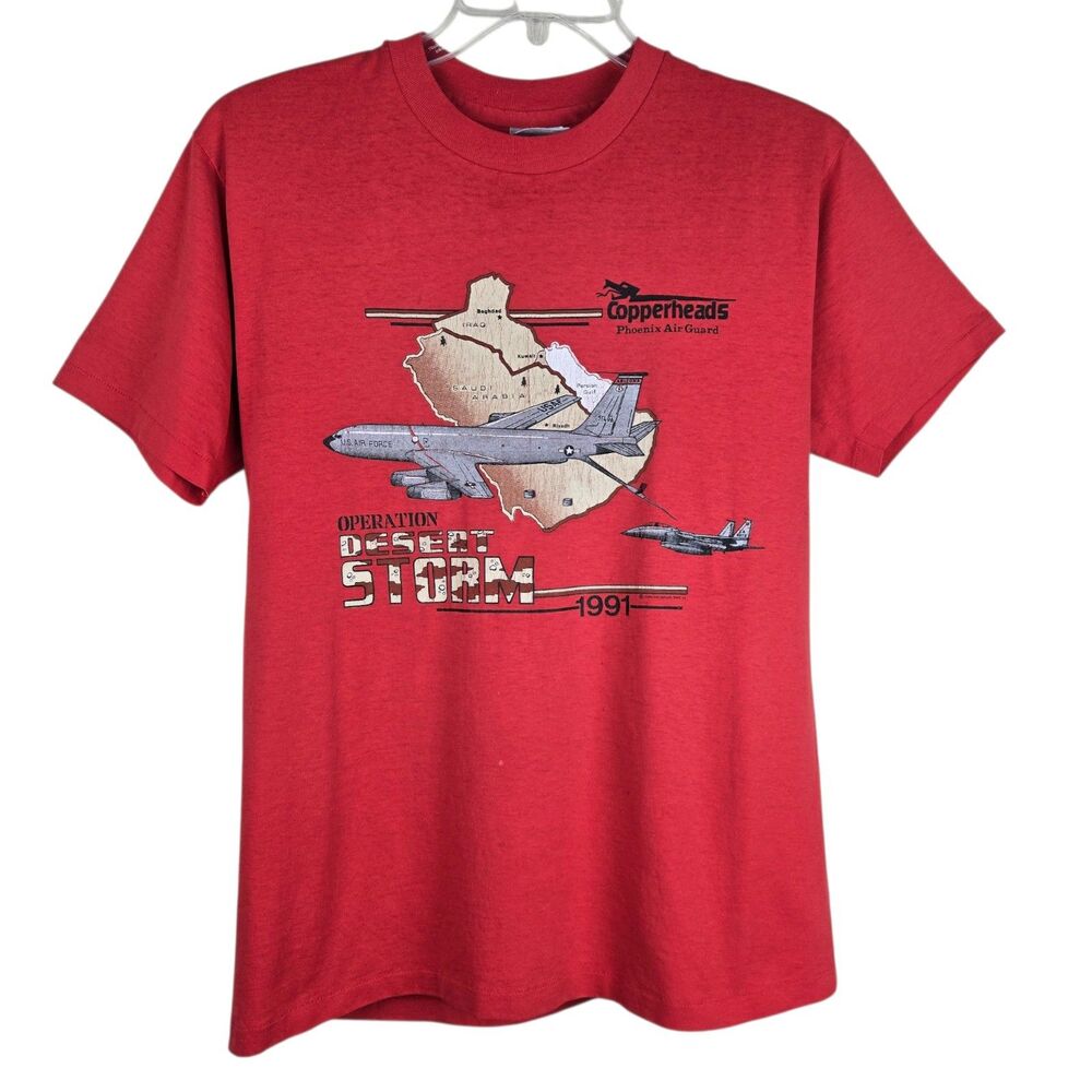 Vtg 1991 Hanes Operation Desert Storm T-Shirt L Copperheads Phoenix Air Guard